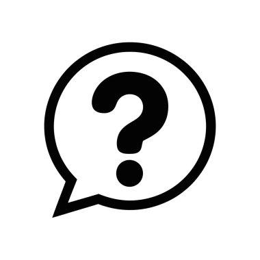 Konuşma balonunda izole edilmiş bir siyah soru işareti simgesi. Temiz, basit vektör tasarımı. Yardım, destek ya da faq bölümleri için mükemmel. Kolay kullanım için beyaz arkaplan.