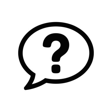 Konuşma baloncuğunun içindeki soru işaretinin basit, cesur vektör simgesi. Yardım, destek, faq ve genel sorgulama için harika. Beyaz bir arkaplanda izole edilmiş.