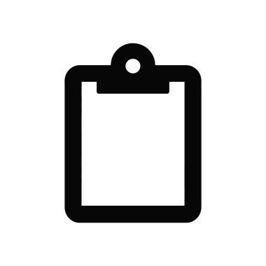 Beyaz arkaplandaki izole, minimalist siyah pano simgesi, görevleri, organizasyonu veya dijital tasarımlardaki not alma kavramlarını temsil etmek için kullanışlı.