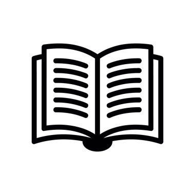 Açık bir kitabın basit bir siyah vektör simgesi. Görünür sayfaları var. Eğitimi, eğitimi ve edebiyata erişimi simgeliyor. Beyaz arkaplanda vektör grafiği.