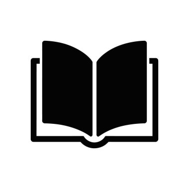 Açık bir kitabın siyah vektör simgesini gösterir, eğitim kaynakları, kütüphane web siteleri veya okur yazarlık kavramlarını resmetmek için mükemmeldir. Grafik tasarım projeleri için ideal.