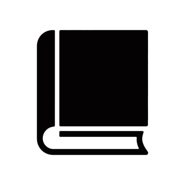 Bu basit bir siyah kitap vektör ikonu, eğitim materyalleri, kütüphaneler veya çalışmayla ilgili projeler için uygun beyaz arka planda görünen bir omurgaya sahip kapalı bir kitap içerir..