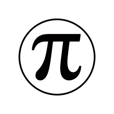 Matematik ve eğitim kavramlarını temsil eden, temiz beyaz bir arkaplan karşısında siyah bir Pi sembolünü gösteren vektör resmi.