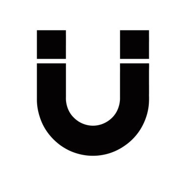 Üst uçlarını birbirine bağlayan düz çizgilerle basit, katı bir siyah at nalı mıknatısı simgesini gösterir, çeşitli uygulamalar için uygun, temiz beyaz bir arkaplana karşı ayarlar.