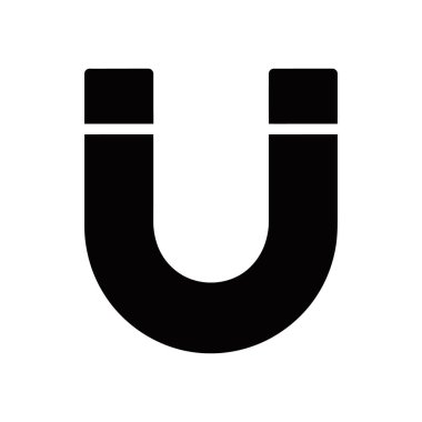 Beyaz arka planda izole edilmiş siyah at nalı çizimi. Fizik, bilim, eğitim ve grafik tasarım projelerinde kullanmak için minimalist vektör simgesi.