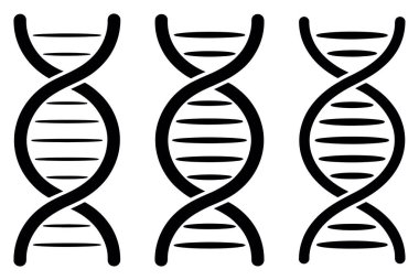 DNA çifte sarmalının üç cesur siyah çizgi ikonu moleküler biyoloji, genetik araştırma ve bilimsel kavramları göstermek için mükemmeldir..