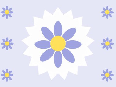 Orta büyüklükte çiçek desenli sevimli leylak papatya deseni, bahar arkaplanı ya da çocuk tasarımı için mükemmel.