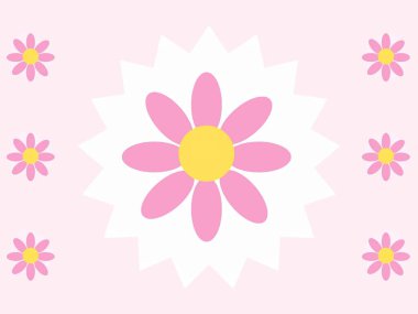 Orta büyüklükte çiçek desenli şirin pembe papatya deseni, bahar arkaplanı ya da çocuk tasarımı için mükemmel.