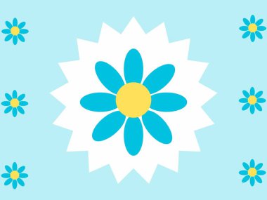 Orta büyüklükteki çiçekli şirin mavi papatya deseni bahar arkaplanı ya da çocuk tasarımı için mükemmel.