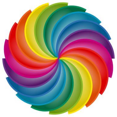 Gökkuşağı palet üzerinde beyaz izole bir daire içinde bükülmüş