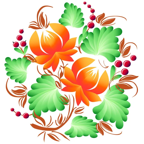 Patrón floral en el estilo nacional ucraniano Petrikovka . — Vector de stock