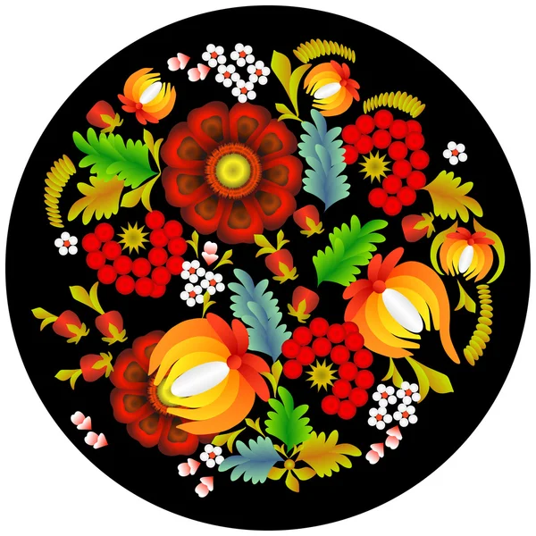 Patrón floral en el estilo nacional ucraniano Petrikovka . — Vector de stock