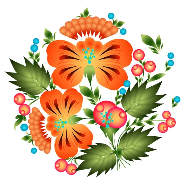 Patrón floral en el estilo nacional ucraniano Petrikovka . — Vector de stock