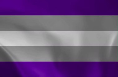 Animasyon Aseksüel Gurur Bayrağı geçmişi. Bu LGBTQ + bayrağı, dört yatay çizgili siyah, gri, beyaz ve mor, aseksüelliği ve yalnızlığı sembolize eden Aseksüel toplumu temsil eder..