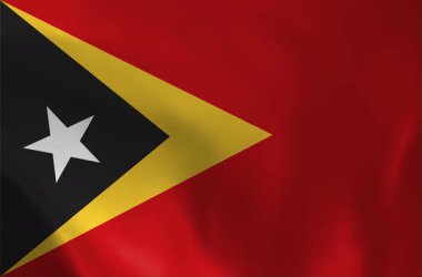 Timor Leste 'nin resmi bayrağının yüksek kalite, kusursuz üç boyutlu animasyonu. Kırmızı alan, siyah sarı üçgen ve beyaz yıldız bağımsızlık ve birlik mücadelesini sembolize eder..