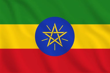 Etiyopya 'nın bayrağını sallayan 3 boyutlu illüstrasyon. Etiyopya 'nın vektör bayrağı. Etiyopya 'nın sembolü.