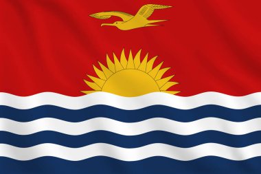 Kiribati 'nin bayrağını sallayan 3D çizimler. Kiribati 'nin vektör bayrağı. Kiribati 'nin sembolü.