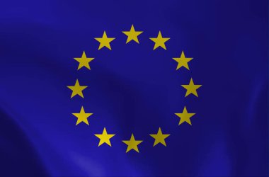 Avrupa Birliği Bayrak Dalgalama Döngüsü: 12 Altın Yıldızlı AB Ulusal Sembolünün Gerçekçi 3D Kumaş Animasyonu