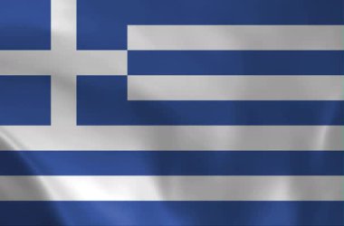 Yunanistan Ulusal Bayrak Dalgalanması, Yunan Cumhuriyeti Sembolü, Mavi ve Beyaz Çizgiler, Gerçekçi Doku, Kusursuz Döngü