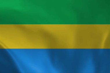 Gabon 'un ulusal bayrağının yüksek kalitede dikişsiz döngü animasyonu. Yeşil, sarı ve mavi yatay çizgiler hafif, gerçekçi bir esintide dalgalanıyor..