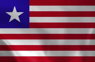 Liberya bayrağının dalgalanmasının yüksek kaliteli animasyonu. Mavi karede tek bir beyaz yıldız bulunan 11 yatay kırmızı ve beyaz şeritli. Batı Afrika miras projeleri için ideal.
