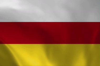 Güney Osetya ulusal bayrağının rüzgarda dalgalandığı yüksek kaliteli bir video. Bu üç renkli döngü saflığı, cesareti ve refahı temsil eden beyaz, kırmızı ve sarı şeritleri içerir..