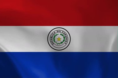 Paraguay Cumhuriyeti bayrağının yüksek kaliteli bir animasyonu. Kırmızı, beyaz ve mavi üç renkli ve ulusal armalı bu kusursuz döngü seyahat ve haber için idealdir..