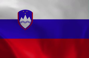 Ulusal armalı beyaz, mavi ve kırmızı yatay bantların yer aldığı Slovenya bayrağının yüksek kalite, kusursuz döngüsü. Haber ve olaylar için gerçekçi kumaş dokusu.
