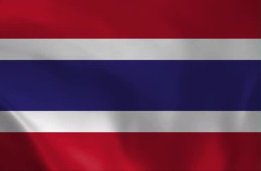 Trairanga olarak bilinen Tayland 'ın resmi bayrağının yüksek kaliteli, döngülü bir animasyonu. Gerçekçi kumaş dokusuna sahip kırmızı, beyaz ve mavi beş yatay şeritli..