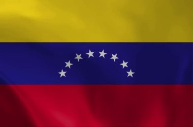 Venezuela ulusal bayrağının rüzgarda dalgalanan yüksek kaliteli animasyonu. Resmi sarı, mavi ve kırmızı renklerin yer aldığı kusursuz bir döngü, Güney Amerika haberleri ve vatanseverliği için mükemmel..
