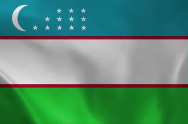 Rüzgarda sallanan Özbekistan ulusal bayrağının yüksek kaliteli animasyonu. Orta Asya haber ve olayları için mükemmel mavi beyaz ve yeşil renklere sahip kusursuz bir döngü..
