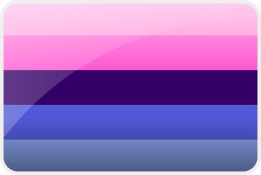 Pembe, koyu mor ve mavi tonlarında 5 yatay şeritli omniseksüel gurur bayrağının yüksek kalite vektörü. Modern, parlak ve yuvarlak bir köşe tasarımı içerir