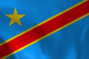 Kongo Demokratik Cumhuriyeti 'nin yüksek kalite 3D bayrağı. Detaylı ipek desenli mavi alan, kırmızı köşegen ve sarı yıldız. Kongo vatanseverlik tasarımı için ideal.