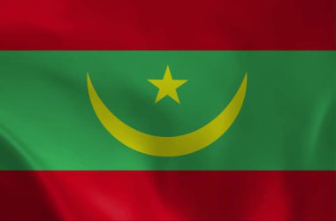 Moritanya 'nın yüksek kalite 3 boyutlu bayrağı. Ulusal yeşil alan, altın hilal, yıldız ve kırmızı çizgiler içeren ayrıntılı ipek dokusu. Vatansever ya da seyahat tasarımı için mükemmel