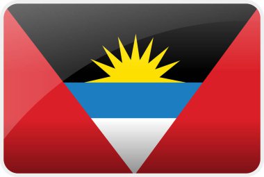 Antigua ve Barbuda Ülkesi Bayrak Simgesi, Ulusal Vektör Bayrağı İkonik Sembol ve Antigua ve Barbuda Bayrağı.