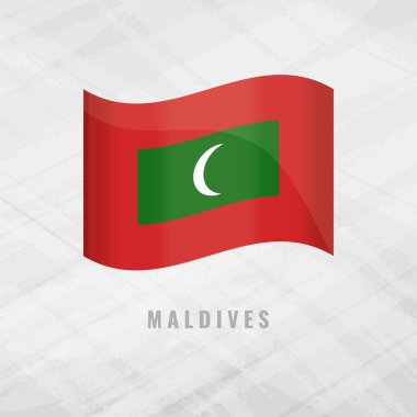 Maldivler 'in bayrağını sallayan 3 boyutlu illüstrasyon. Gri Arkaplanda Maldivler 'in vektör bayrağı. Maldivlerin Sembolü.