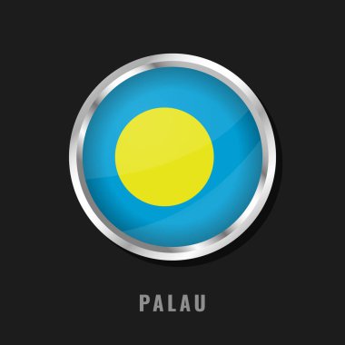 Palau round framed national flag. Circular glossy flag of Palau.