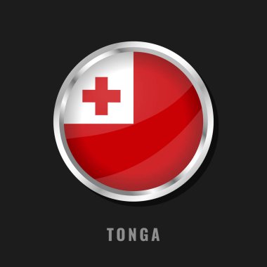 Tonga yuvarlak çerçeveli ulusal bayrak. Tonga 'nın dairesel parlak bayrağı.
