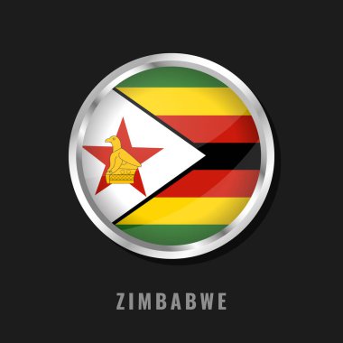 Zimbabwe ulusal bayrağı çerçeveledi. Zimbabwe 'nin dairesel parlak bayrağı.