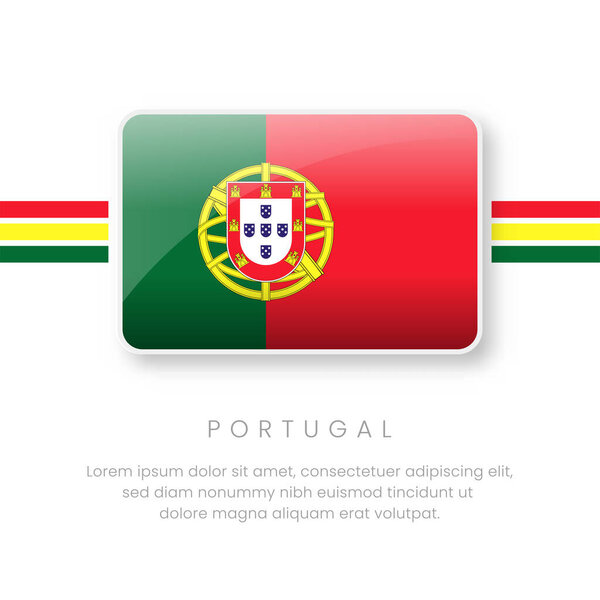 Stunning 3D glossy button featuring the official flag of the Portuguese Republic. Detailed vector illustration with the national coat of arms, ideal for travel, history, and digital projects.