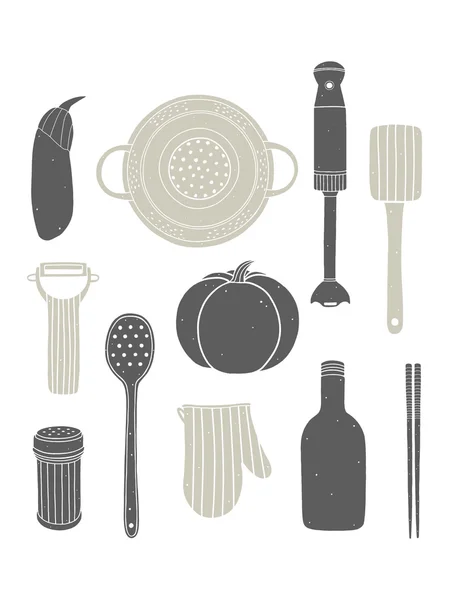 Set da cucina disegnato a mano — Vettoriale Stock