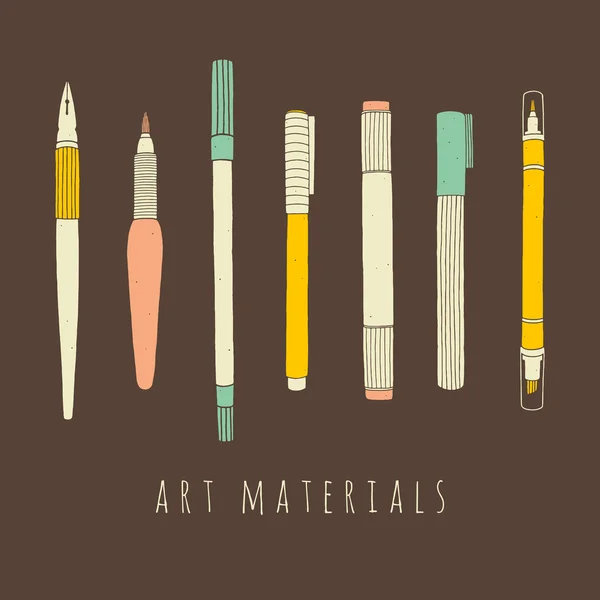 Set of art materials for drawing — Stock Vector