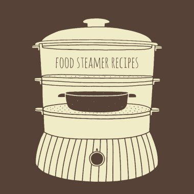 Elle çizilmiş gıda steamer