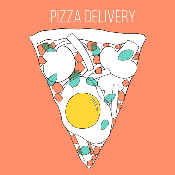 Pizza de desenhos animados com ovo —  Vetores de Stock