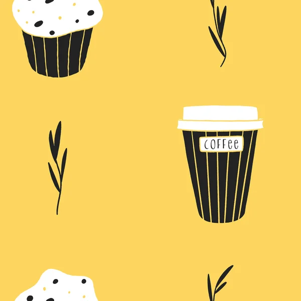 Modèle avec muffin et tasse en papier — Image vectorielle