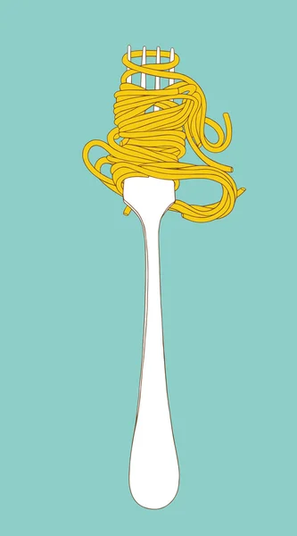 Doodle spagetti çatalı üzerinde — Stok Vektör