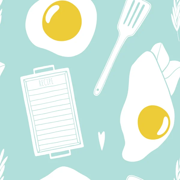 Padrão sem costura com ovos fritos —  Vetores de Stock