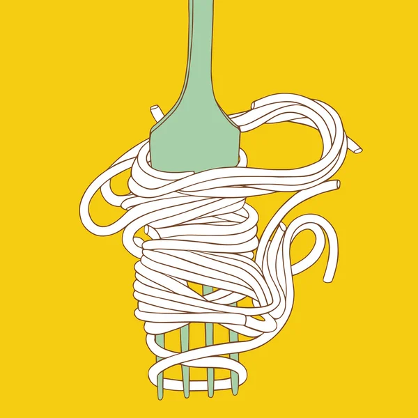 Doodle spagetti çatalı üzerinde — Stok Vektör