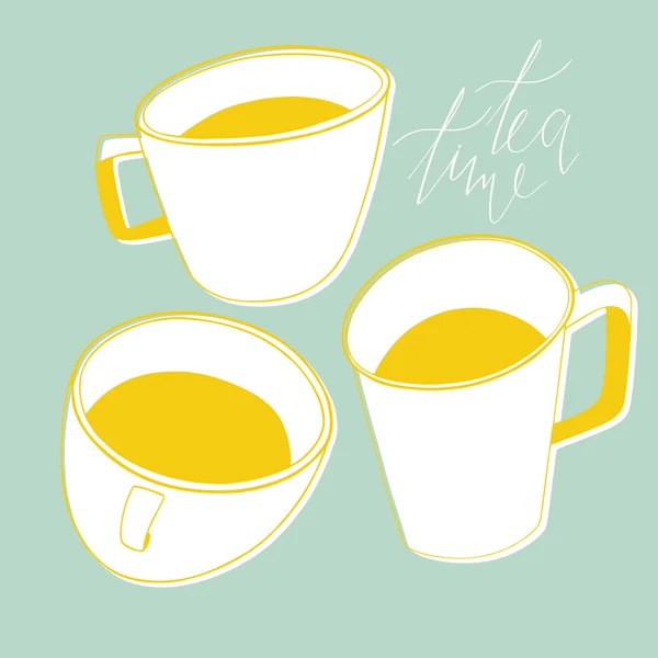 Cups of tea with lemon — Stock Vector