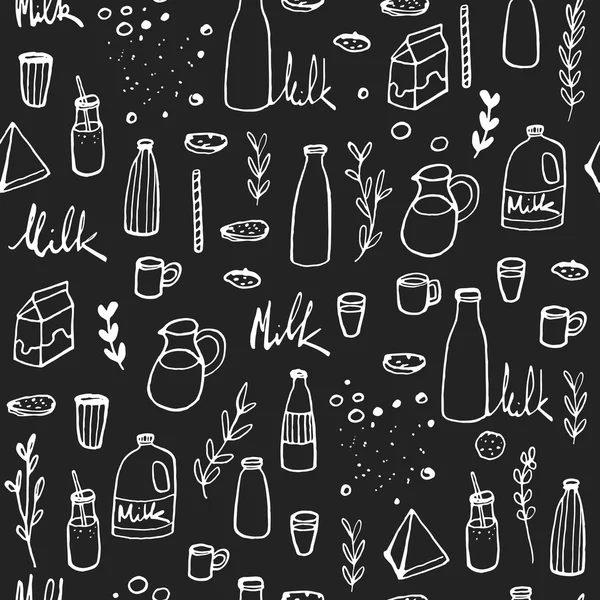 Doodle fondo de leche — Vector de stock